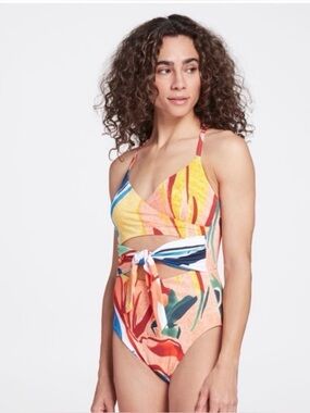 EUC! CALIA Women's Tie Front One Piece Swimsuit 8
